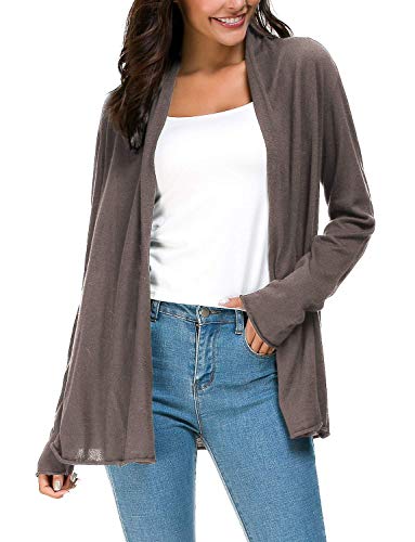 Urban CoCo Women s Long Sleeve Open Front Casual Thin Cardigan (L, Coconut)