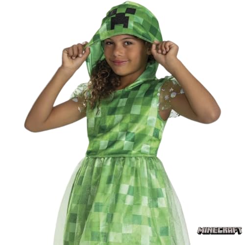 Minecraft Creeper Dress Costume for Kids, Official Minecraft Costume Outfit with Hood, Child Size (7-8) by Minecraft - Image 2