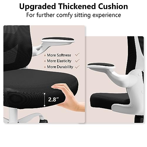 Image of Ergonomic Office Chair, Comfort Swivel Home Office Task Chair, Breathable Mesh Desk Chair, Lumbar Support Computer Chair with Flip-up Arms and Adjustable Height