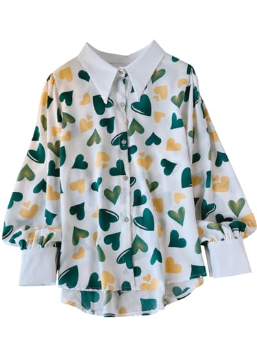 Image of GRECIILOOKS Printed Shirts for Women`s | Stylish Heart Print Full Sleeve Shirt for Women | Comfortable Rich Collared Womens Shirt |Casual Trendy Outfit