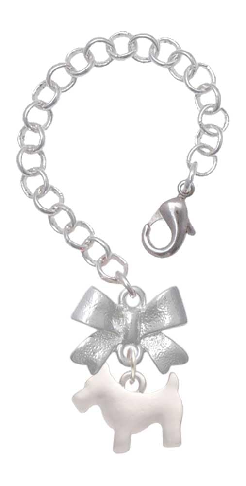 Delight Jewelry Silvertone Flat Scottie Dog - Silvertone Bow Charm Accessory for Tumblers and Thermal Cups