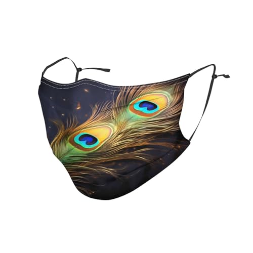 YYHWHJDE Adult Masks Washable 1 Soft breathable Suitable for camping, running, traveling daily use peacock feather Picture
