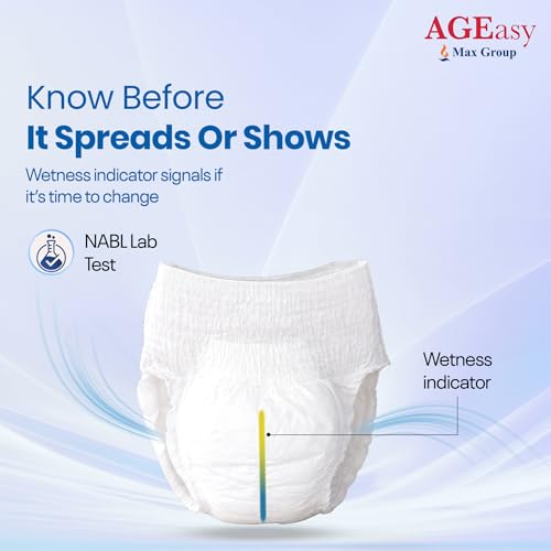 Image of AGEasy (Max Group) Adult Diapers | India's First Smart Liquid Distribution Pants | Gel-Lock Absorption | Up to 12-Hour Dryness | Anti-Sag | Invisible Fit | Odor Control | Unisex Fit (L - Pack of 2)