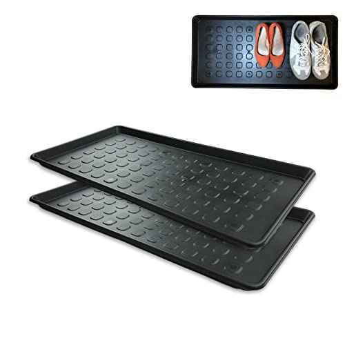 2 STK. | XXL Schuhabtropfschale 76x38x3 cm | Schuhmatte Ablage Schuhablage mit erhöhtem Rand Set Abtropfschale große Schuhunterlage Napfunterlage