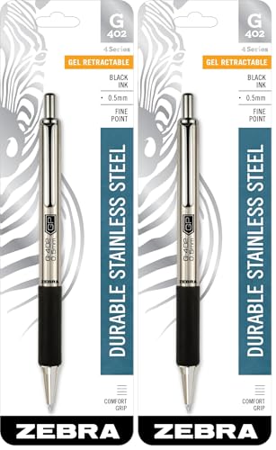 Bolígrafo Zebra Pen G-402 Gel Retráctil 0.5mm Negro 2 Unidades