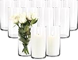 12 große Glaszylinder als Vase Windlicht je 20cm Zylinderglasvasen Zylindervase Kerzenglas Blumenvase aus Glas
