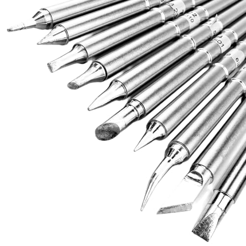 Image of 10Pcs T12 Soldering Iron Tips, Welding Tool Replacement Tips for FX-951 Soldering Stations, Soldering Station Tips Tool with T12-B /BC2 /C1 /C4 /D4 /D08 /D24 /I /JL02 /K Tips
