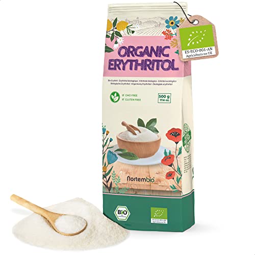 Nortembio Eritritolo 500 G. Dolcificante Biologico. Dolcificante 100% Naturale. Zero Calorie. Sostituto Dello Zucchero Biologico. Adatto Alle Diete Chetogeniche E Keto. Per Ricette E Dessert.