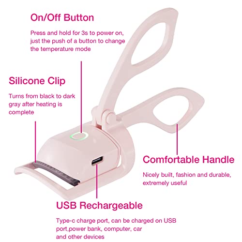 Heated Eyelash Curler Forats Electric Eye Lash Curlers With Eyelash Comb - The Three-In-One Create Eye Opening & Lifted And Natural Lashes #TOP2