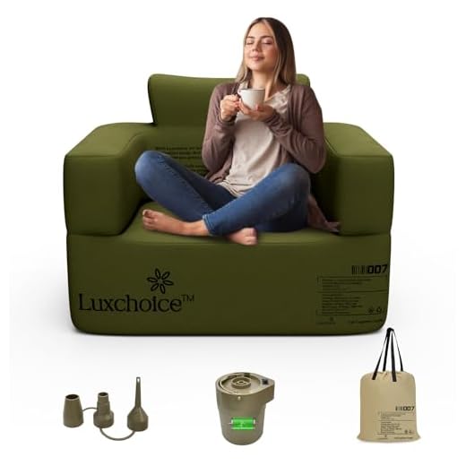 Luxchoice Inflatable Sofa Multifunctional Air Couch with Built-in Pump Portable Luxury Automatic Inflatable Chair Single Suitable for Home Outdoor Camping Travel