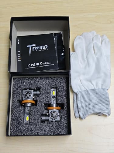 Image of Termitor Upgraded H11 /H9 Light Bulbs, 60,000LM Brightness Driving Lights | 6500K White H11 /H8 /H16 Fog Light Bulbs Real 1:1 Halogen Mini Size, 70000+ Hours Lifespan, Plug N Play, Pack of 2