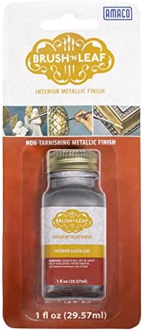 AMACO Brush N Leaf - Silver Leaf 1oz Bottle - Liquid Silver Leaf Paint for Metal Wood Ceramic and More - Interior Liquid Leaf Paint for Objects and Furniture