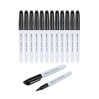 Amazon Basics Permanent Markers - Black - Pack of 12