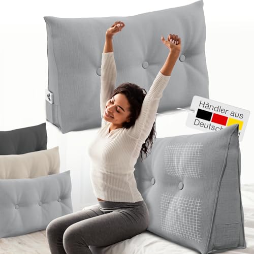 ELONEO Rückenkissen 100 cm breit, Keilkissen für Bett und Sofa geeignet,...