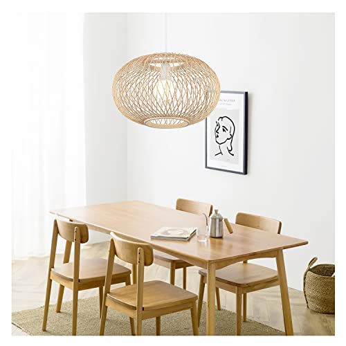 Arturesthome Bamboo Pendant Lamp Handmade Wood Lampshade Hanging Ceiling Lamp Restaurant Lamp Shades Weave Chandelier 13.78"D X 8.66"H #TOP18