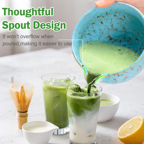 MONOJOY Matcha Bowl and Whisk Set, BPA-Free – Multi-Layer Ice-Crackle Ceramic Chawan with Spout, Bamboo Chasen, Holder, Scoop & Sifter | Japanese Ceremonial Matcha Tea Kit for Lattes & Beginners by MONOJOY - Image 5