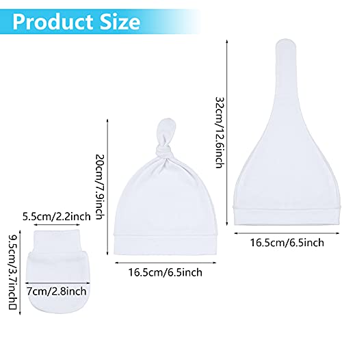Sublimation White Blank Baby Knotted Beanie Hat and Gloves for Newborn (2)2
