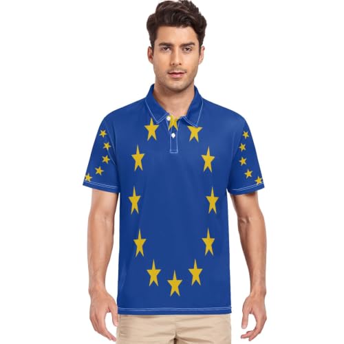 Polo à séchage rapide avec drapeau Europe pour homme