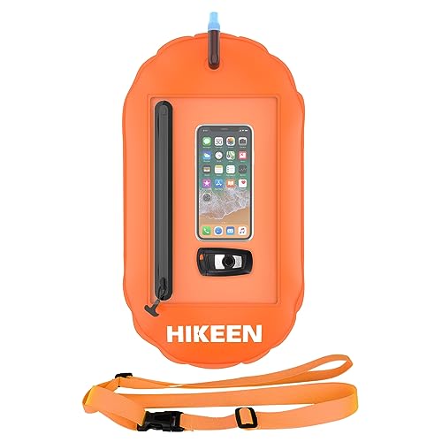 BOOSTEADY Schwimmboje, Trockensack Boje Schwimmen Aufblasbare Trockentasche Swimming Buoy mit Handytasche Freiwasser Triathlon Sport Schnorcheln Rennen Ausbildung Zubehör, Orange