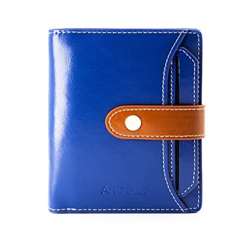 ANDOILT Wallets for Women Genuine Leather Small Bifold Wallet RFID Blocking Card Case Purse with ID Window Coin Pocket