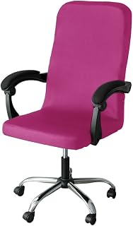 Lukery Funda para Silla de Oficina Tejido Elástico Suave Cubierta de la Silla Oficina, Color Sólido Funda para Silla Giratoria Respaldo Alto Universal Removible Lavable (Rosa Oscuro,L)