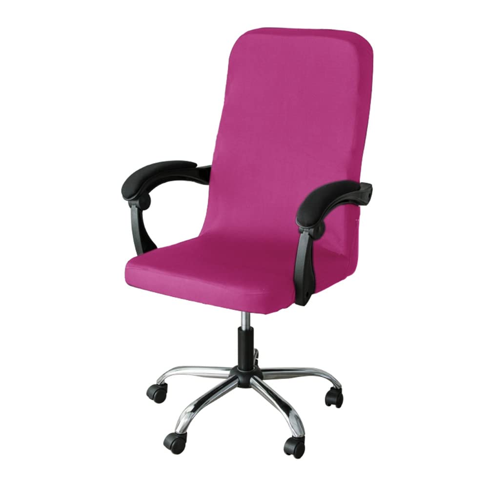 Funda para Silla de Oficina Tejido Elástico Suave Cubierta de la Silla Oficina, Color Sólido Funda para Silla Giratoria Respaldo Alto Universal Removible Lavable (Rosa Oscuro,L)
