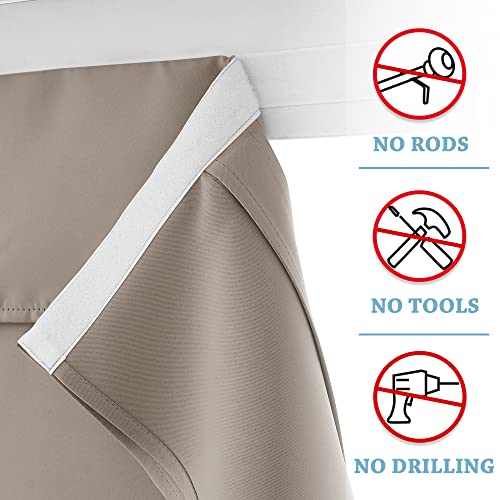 RYB HOME Privacy French Door Cover, Room Darkening Tricia Window Curtains for Patio French/Front Door Tie up Shade for Sightseeing, W26 x L69 inch, 1 Panel, Sand