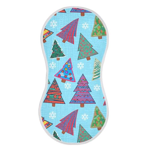 xigua Christmas Trees Muslin Baby Burp Cloths Set of 2, Super Soft & Absorbent Burping Rags, Cotton Burp Clothes Shower Gift for Newborn, Baby Girls and Boys