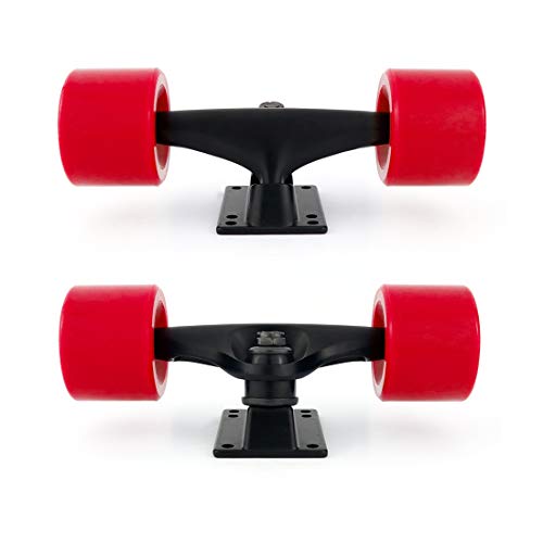 Image of VJ Skateboard Truck and Wheel, 5.0 Skateboard Trucks w /Skateboard Crusier Wheel 60mm, Skateboard Bearings, Skateboard Screws, Skateboard Riser Pads