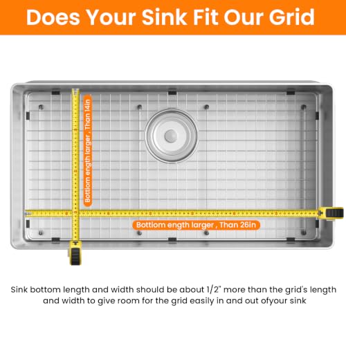 Sink Bottom Grid 28-3/8" x 14-3/16", Rear Drain with Corner Radius 3/8", Sink Protector for Kitchen Sink Single Bowl Farmhouse Sink by jjv - Used condition - Image 7