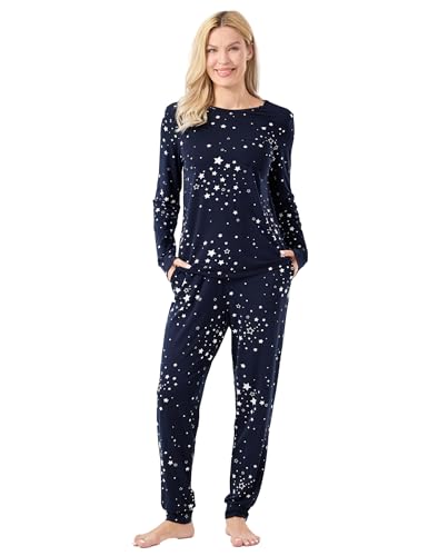 GYS Bamboo Viscose Sleep Sets for Women Long Sleeve Crew Neck Pajama Sets with Pockets