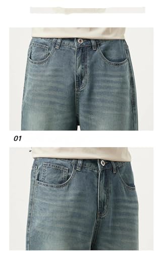 Men's Summer Lyocell Spring Straight Jeans Vintage Pants Streetwear Loose Wide Denim Trousers2