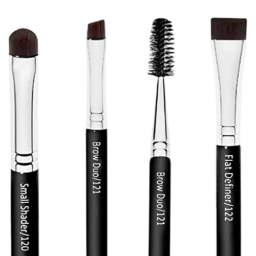 Eyebrow Brush - Duo Eye Brow Spoolie - Angled Eyeshadow Eyeliner - Precision Flat Definer - Small Shader - Premium Quality 3 Piece Set - Cruelty Free Synthetic Bristles - Apply Gel Powder Wax Pomade #TOP5