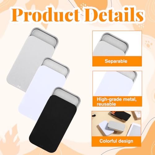 Image of 3 PCS Metal Tin Box Containers, 3 Colors Mini Rectangular Slide Top Tin Box Containers 2.36 by 1.33 by 0.4 Inch Empty Hinged Container for Candies Jewelry Crafts Pills Survival Kit