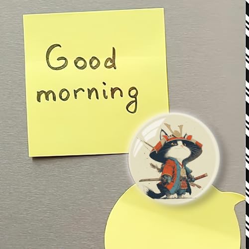 Imán decorativo de vidrio redondo con diseño de gato miniatura 6