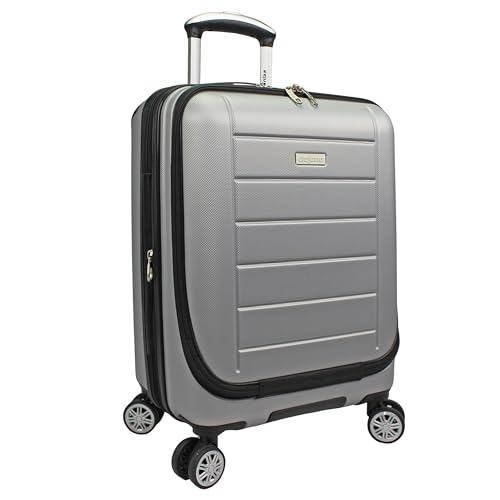 World Traveler Dejuno Compact Luggage with Laptop Pocket-Silver, Carry-On 20-Inch