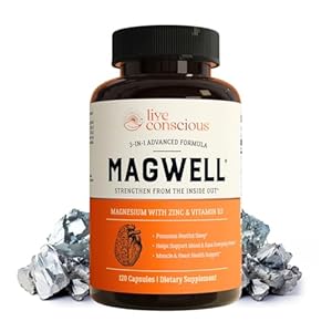 Live Conscious Magwell Magnesium Zinc & Vitamin D3 – Magnesium Glycinate, Malate, & Citrate – Triple Supplement for Women & Men – for Sleep, Bone, Heart, Immune Support – 120 Caps