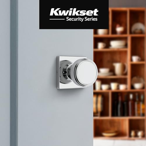 Image of Kwikset Maven Dummy Door Knob, Single Sided Handle for Closets, French Double Doors, and Pantry, Polished Chrome Non-Turning Square Interior Push /Pull Door Knob, with Microban Protection