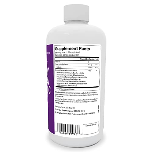 Dr. Berg's Friendly Probiotic Liquid Supplement Drink Mix W/ 12 Live Probiotics Strains & Lactobacillus Acidophilus - Digestive Health, Immune System & Gut Support For Men Women & Kids -1 Month Supply #TOP1