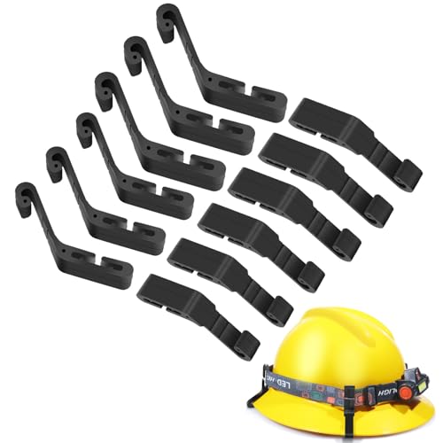 Lenporl 12 Pcs Hard Hat Light Clips Helmet Light Holder Hook for Headlamp Anti-Slip Stable Full Brim Hardhat Headlamp Accessory for Worker(6Longer for Back+6 Shtort for Front)