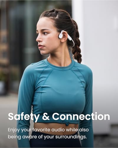 Image of SHOKZ OpenMove Bluetooth Wireless Headphones with Mic, Bone Conduction Wireless Headset with 6H Playtime, IP55 Waterproof Sports Headphones for Running, Workout, Yoga (Alpine White)