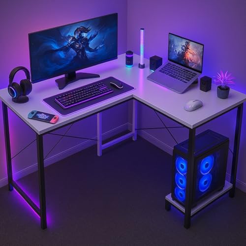 Callas L Shaped Computer Desk - Gaming Corner 50 Inch PC, Computer Corner Desk, Writing Workstation...