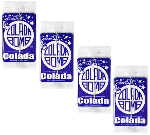 Generic 1K109 Colada Bomb Car Air Freshener 4-Pack | Hanging Air Fresheners Provide Tropical Pina Colada Scent thumb #1