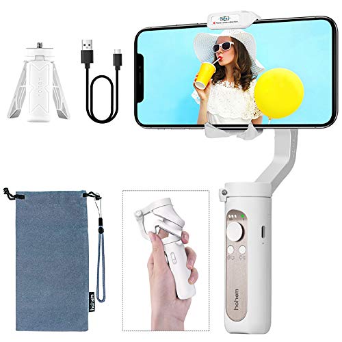 Hohem スマホジンバル iphoneジンバル スタビライザー 3軸 雲台 手持ちジンバル 折りたたみ式 操作簡単 超軽量 手振れ防止 颜追跡 美顔効果 ローアングル撮影 タイムラプス パノラマ動画 インセプション効果ドリーズーム 自撮り ライブ配信 豊富なフィルター ズームスライダー搭載 最大耐荷重280g 駆動時間8時間 ミニ三脚付き 持ち運び便利 iphone8/x/xr/xs/xs max/11/11pro Samsung Galaxy S10+など対応 日本語対応アプリHohem Pro 1年間保証付き iSteady X (ホワイト)