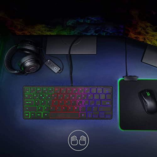 Clavier de jeu 64 touches USB mini format filaire pour libérer de l'espace sur le bureau - 4