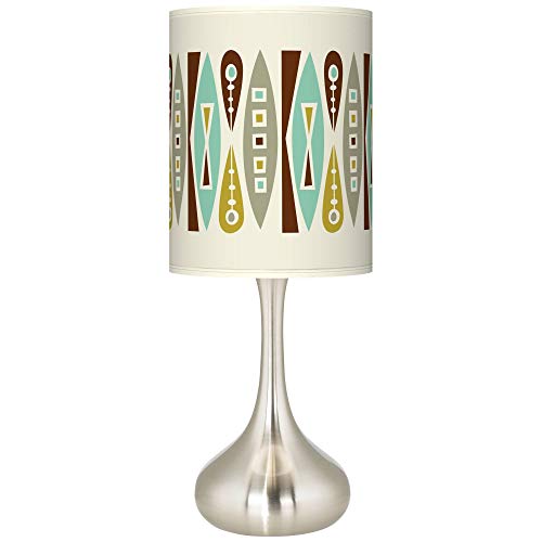 Ragnar Vernaculis Ii Modern Droplet-Shaped Accent Table Lamp 23.5" High Brushed Nickel Giclee Cylinder Print Lamp Shade Decor Living Room Bedroom House Bedside Nightstand Home #TOP1