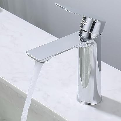 Foto di HOMELODY Rubinetto Bagno Cromo Rubinetto Miscelatore Monocomando Bagno Quadrato Rubinetto per Lavabo Acciaio inossidabile