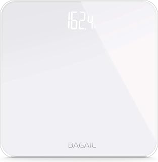 BAGAIL Bathroom Scale Digital Weighing Scale with High Precision Sensors and Tempered Glass, Ultra Slim,Step-on Technology, Shine-Through Display White