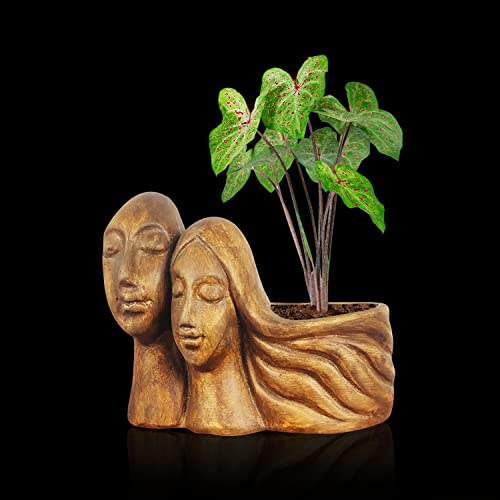 Image of Lasaki Couple Antique Ceramic Pots for Indoor & Outdoor Plants | Decorative Balcony, Garden & Office Succulent Pot | Unique Designer Gamla Ceramic planters pots (16cm X 10cm X 14.5cm)