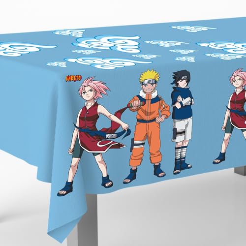 FIESTORA, Mantel Naruto, Mantel para Fiesta de Cumpleaños Temática, Decoración para Celebración, Diseño Colorido y Resistente, 120x180 CM,